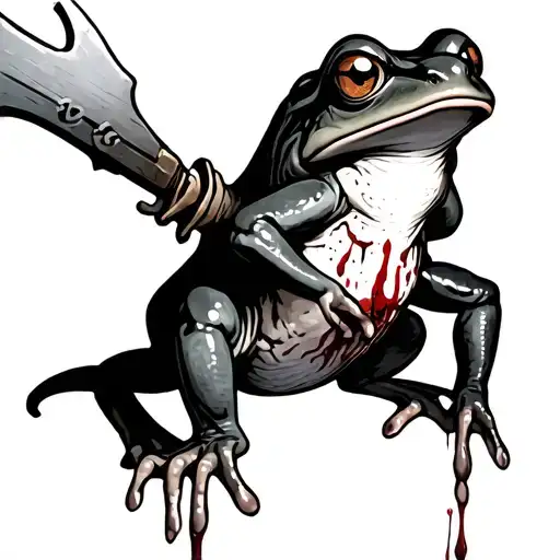 Haha yeah! My son had a fascination with horror so a kind of cartoony-ish frog with some kind of weapon and blood and gu tattoo design idea