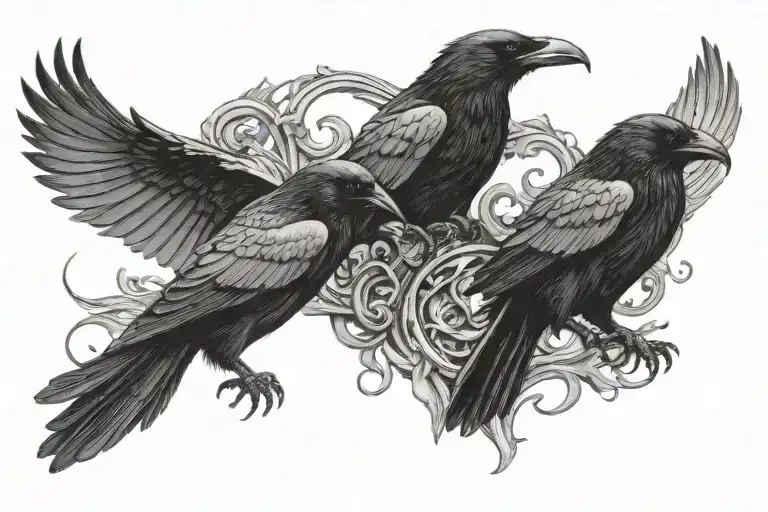 Odin's ravens Huginn and Muninn tattoo design idea