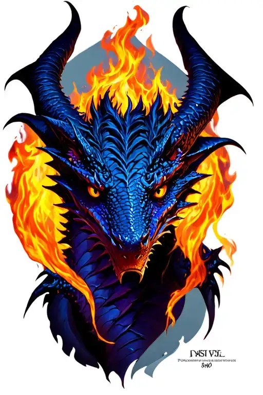 Maleficent and the dragon with fire tattoo design idea