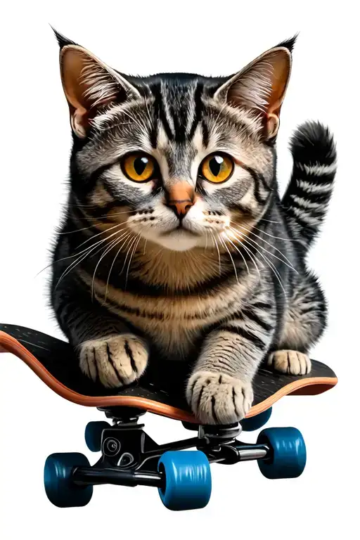 gray tabby cat on a skateboard tattoo design idea