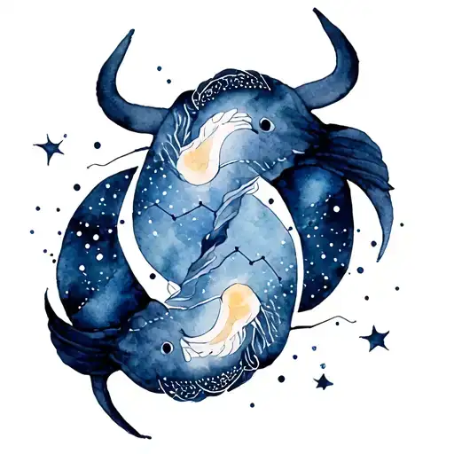 Taurus and Pisces constellation tattoo design idea