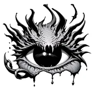 dragon eye looking out from tear in skin with claw hooked on the edge of the tear tattoo design idea