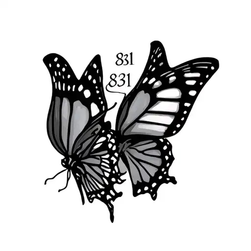 2 small butterflies with 831 in small writting  tattoo design idea