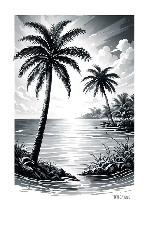 Florida and palm trees tattoo design idea