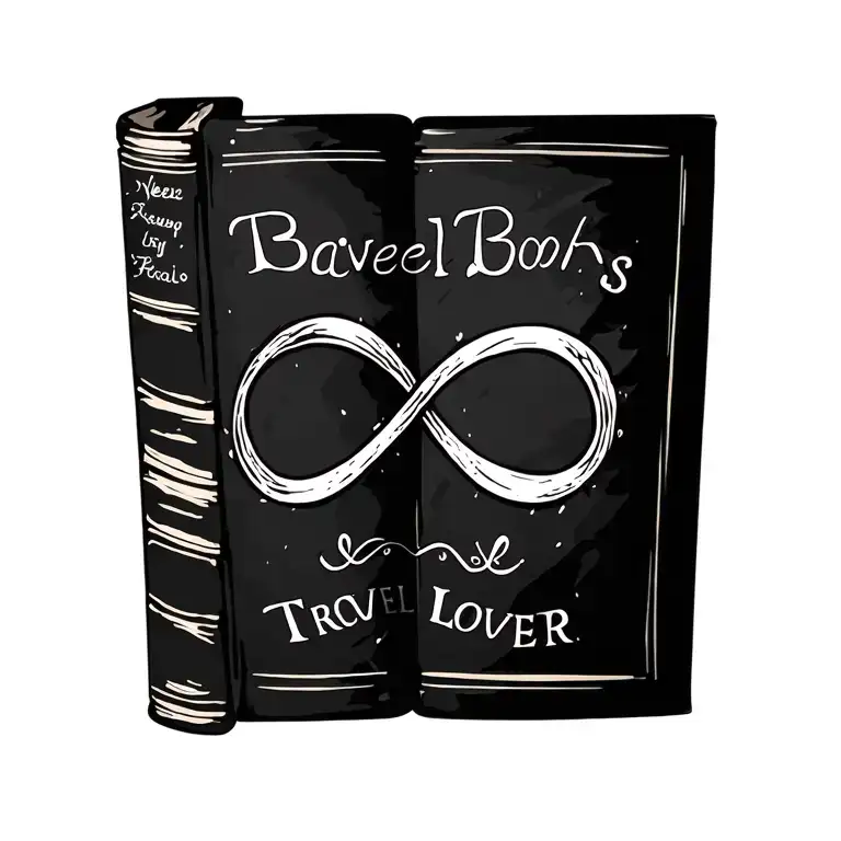 book and travel lover with infinity symbol  tattoo design idea