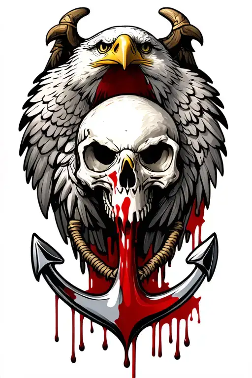 eagle skull and anchor blood dripping off anchor tattoo tattoo design idea