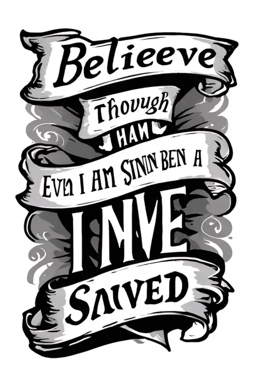 I believe even though I am a sinner I have been saved  tattoo design idea