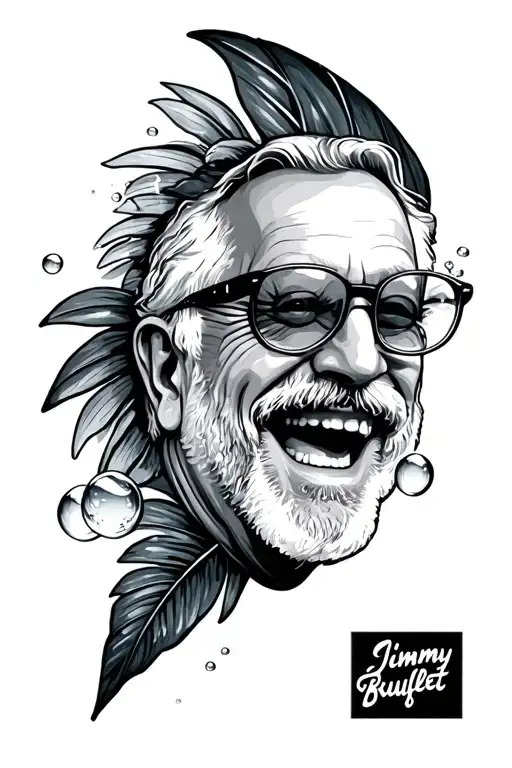 Jimmy Buffett Fins up bubbles containing family tattoo design idea