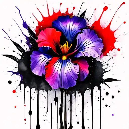 primrose violet iris flower tattoo design idea