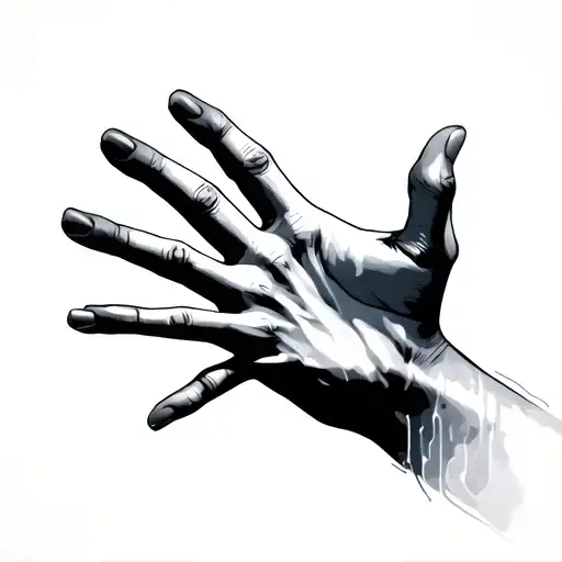 outstretched fading hand reaching tattoo design idea