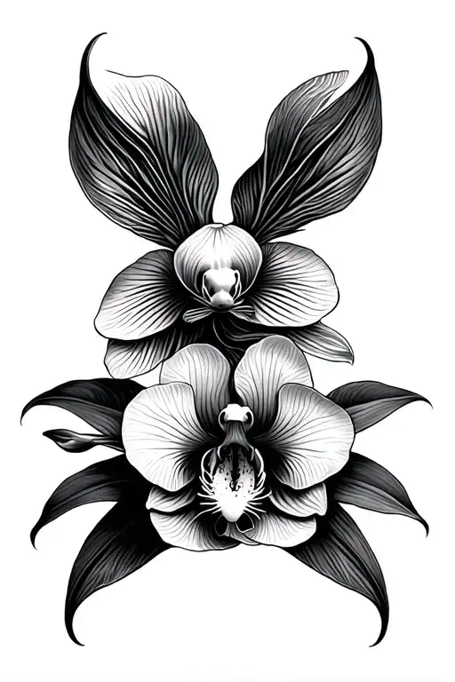 Betta fish crossed by an orchid tattoo design idea