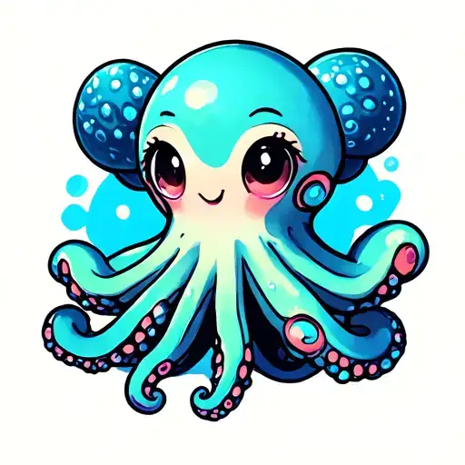 cute octopus tattoo design idea