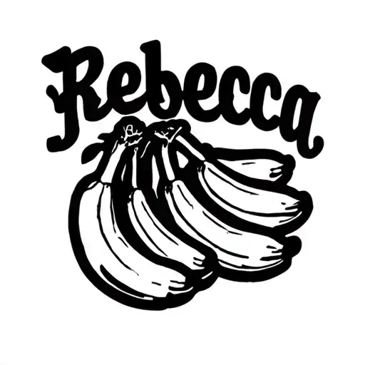 a tramp stamp that says rebecca and has bananas on it tattoo design idea