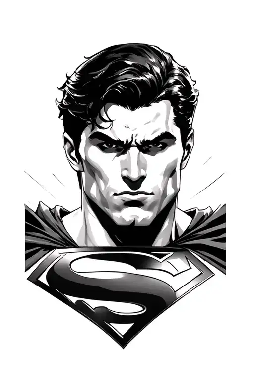 diamond Superman black and grey realism tattoo design idea