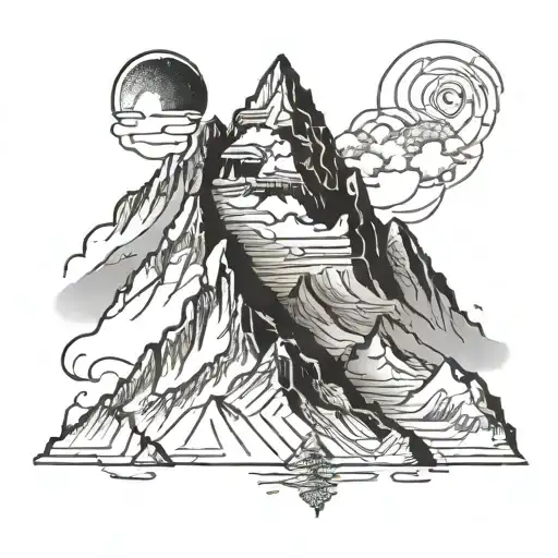 outline of nepal like mt everest tattoo design idea