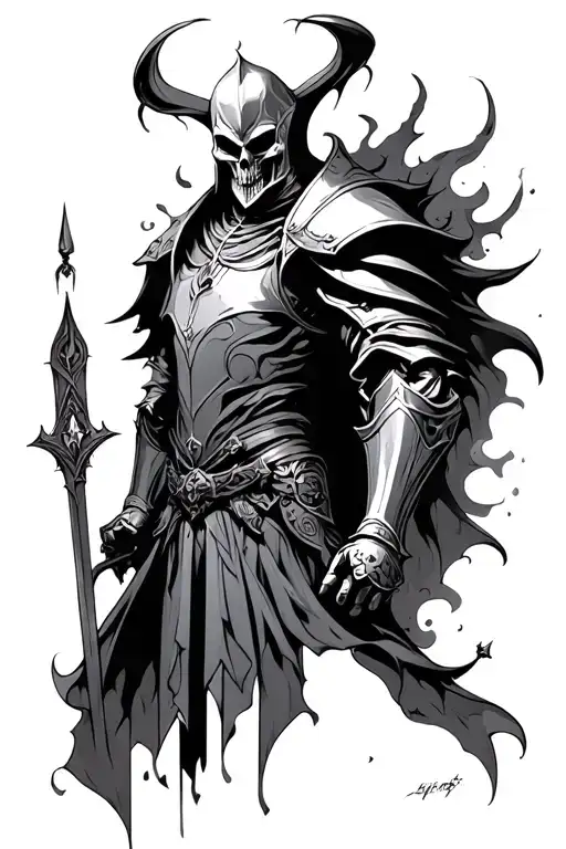 gothic medievil knight tattoo design idea