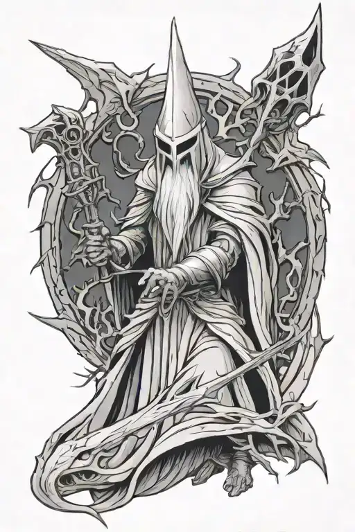 lord of the rings, witch king of angmar Cartoon ghost tattoo design idea