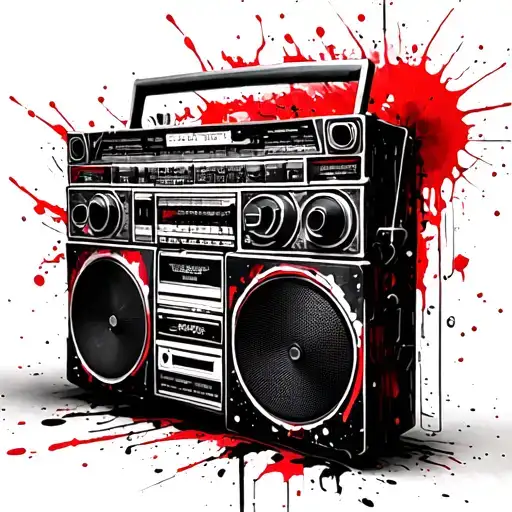 punk rock boombox tattoo design idea