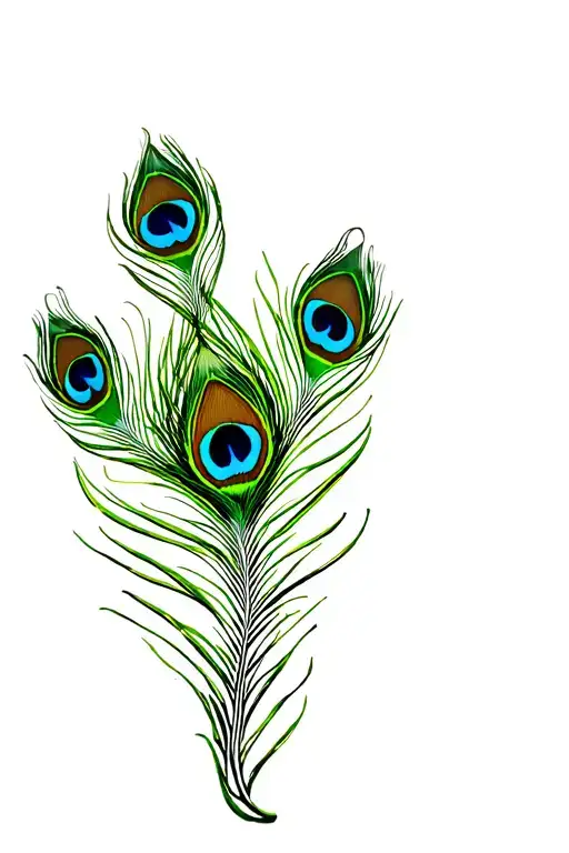 Colourful peacock feather attached tattoo design idea