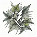 Greenery and Lightning Bolt pattern tattoo design idea