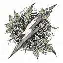 Greenery and Lightning Bolt pattern tattoo design idea