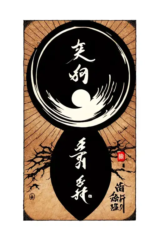 A tatoo depicting an Enso circle with Kaizen script in Kanji as a foearm tatoo tattoo design idea