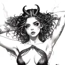 Sexual demon girl wearing nothing tattoo design idea