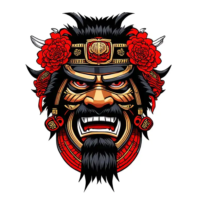 Samurai Head they mask tattoo design idea