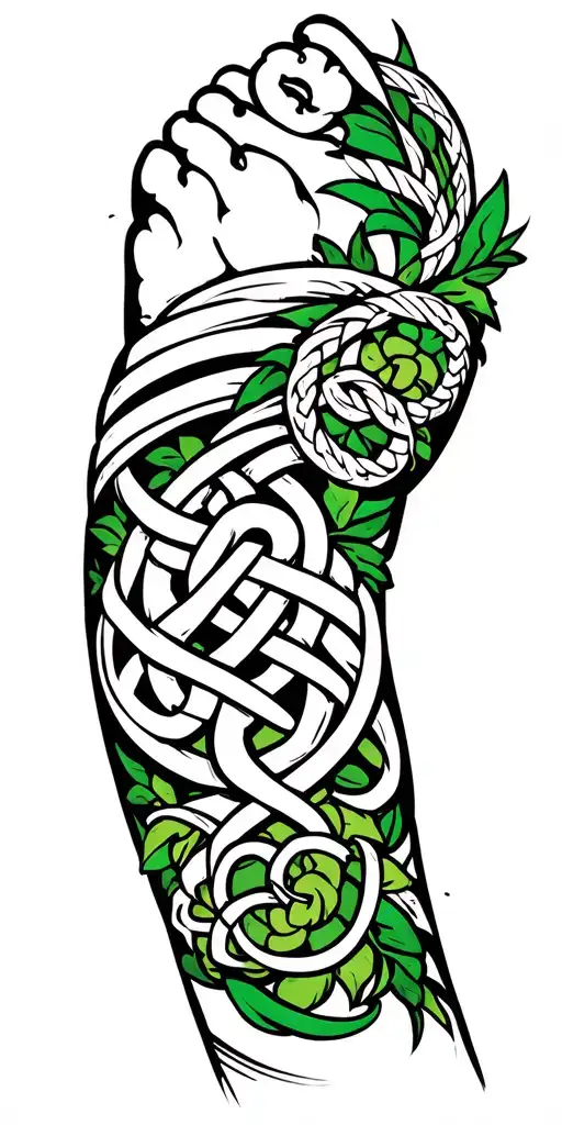 Design me a irish celtic knotwork right arm full sleeve with forearm being separated bands tattoo design idea