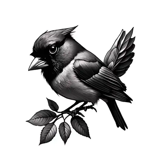 Cardinal holding a black rose in class/talons tattoo design idea