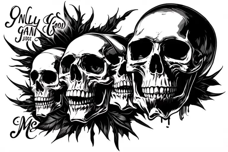 only god can judge me skulls tattoo design idea