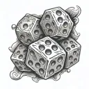 6 dice rolling tattoo design idea