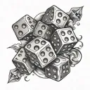 6 dice rolling tattoo design idea