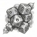 6 dice rolling tattoo design idea