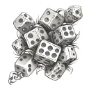 6 dice rolling tattoo design idea