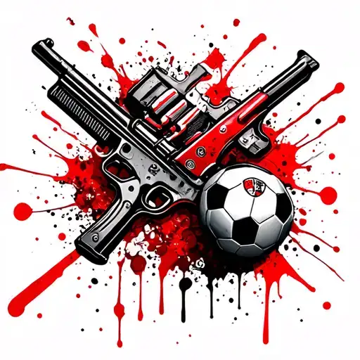 Weapon and Football tattoo design idea