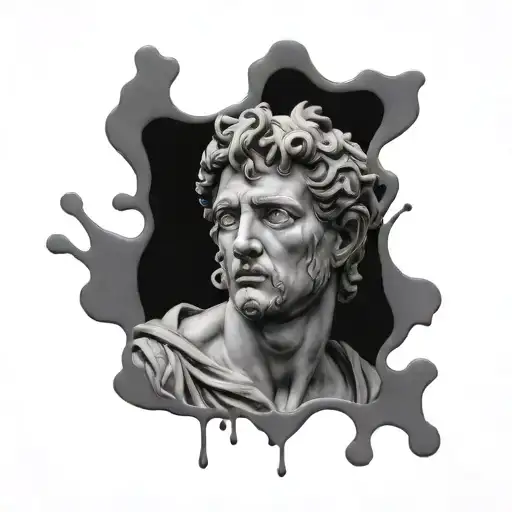 statue of david crying blood tattoo design idea