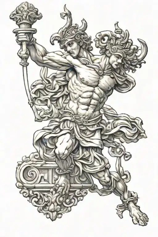 perseus greek mythology statue tattoo design idea