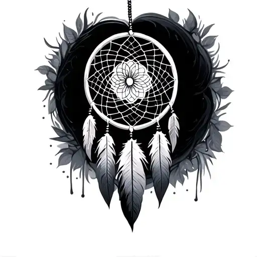 dream catcher entangled in a beautiful tattoo design idea