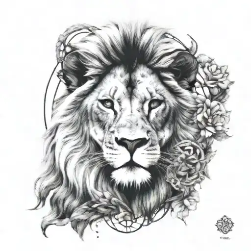 lion and 7 chakras tattoo design idea