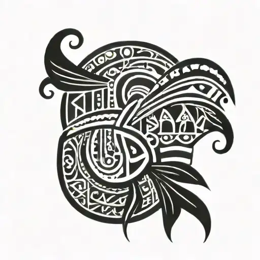 Hawaiian tribal forearm band tattoo design idea