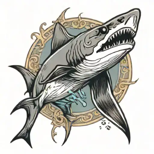 hammer head shark tattoo design idea