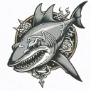 hammer head shark tattoo design idea