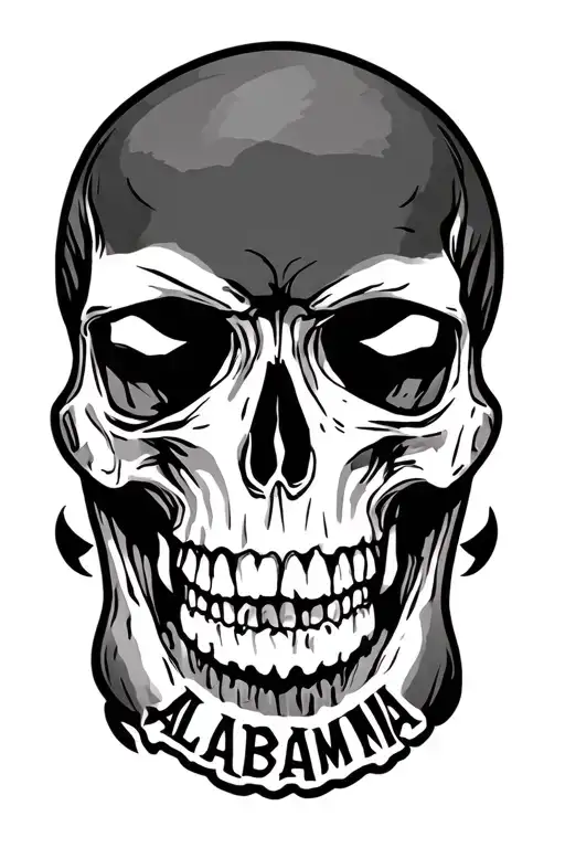alabama state  skull tattoo design idea