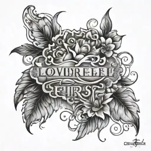 memorial for grandfather with quote "love yourself first" tattoo design idea