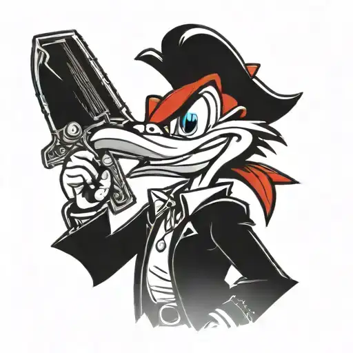 Woody woodpecker as a gangster holding tattoo design idea