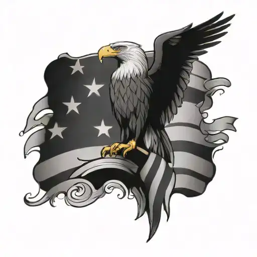 American flag blad eagle statue of liberty tattoo design idea