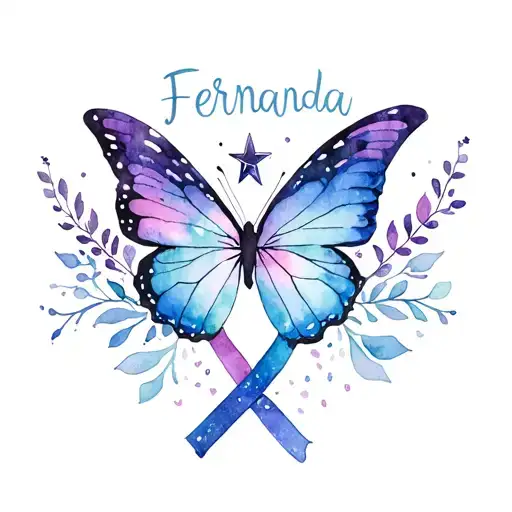 Fernanda Katlyn Valeria those names forming an infinity with a butterfly and a star tattoo design idea