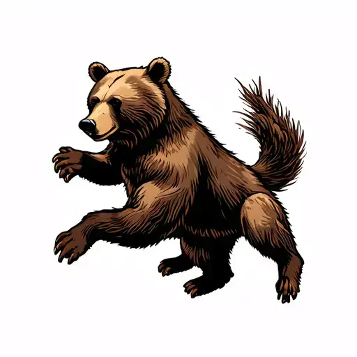 American traditional style tattoo, bear on hind legs,  tattoo design idea