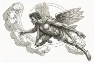 icarus falling from the sun with clouds  tattoo design idea